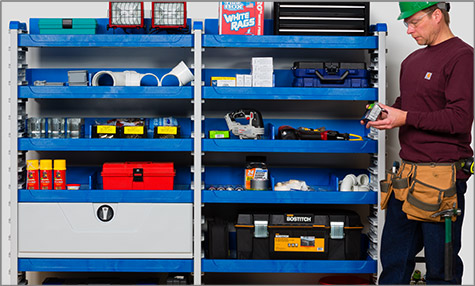 Ford Mini-Mover Pro Masterack SmartSpace Systems have Easy-to-Adjust Shelves